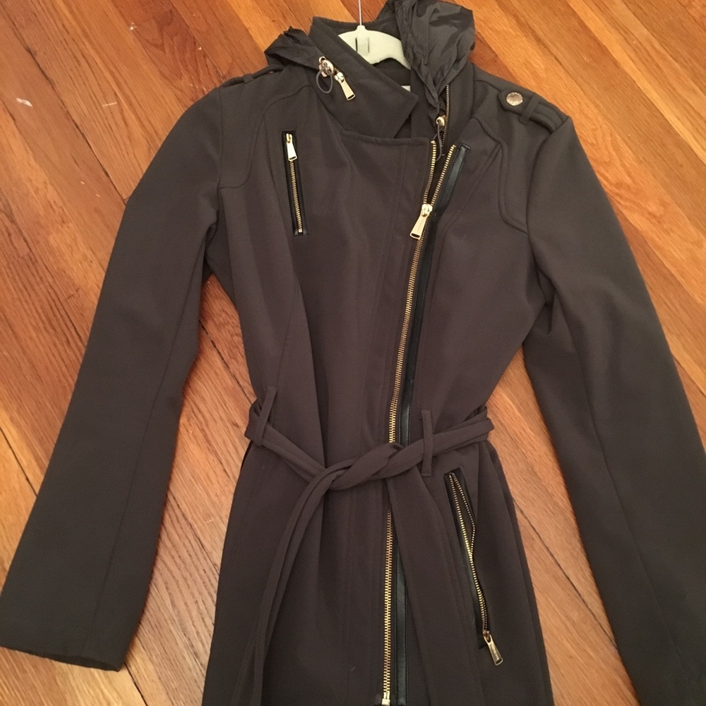 Michael Kors Olive Green Hooded Raincoat with Belt